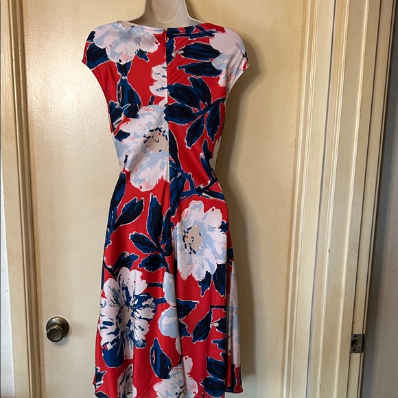 St. John Collection Floral Midi Dress in Red and Blue size 4 - Picture 7 of 13